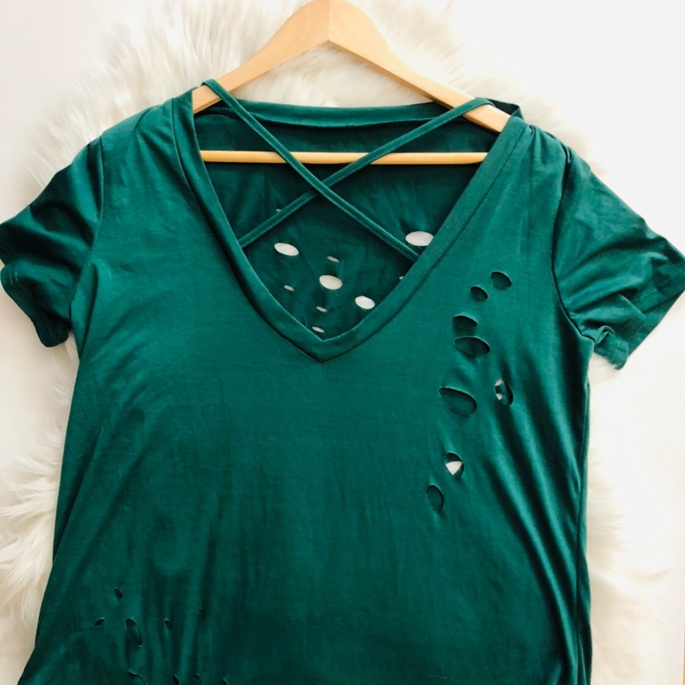 Green Distressed, cross front, Large, Boutique
